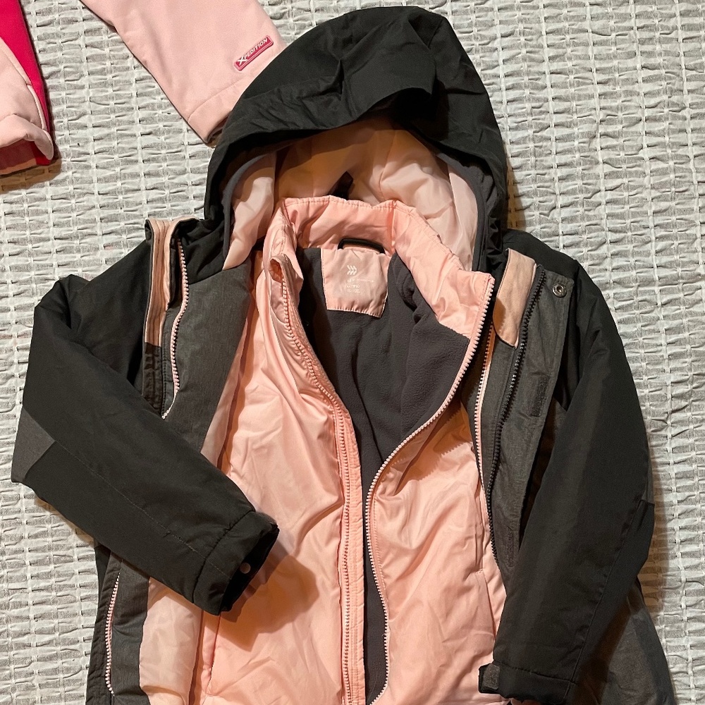 Grey and Pink Winter 3 in 1 Coat